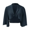 thumbnail image 4 of felwors Women Shrug Soft Chiffon Open Front Sheer Sleeve Bolero Cardigan for Evening Dress Navy, One Size, 4 of 5