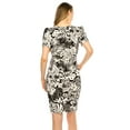 thumbnail image 3 of Women's V-neck Sheath Dress with Buckle Accent and Puff Sleeves - Elegant Office to Even, 3 of 6