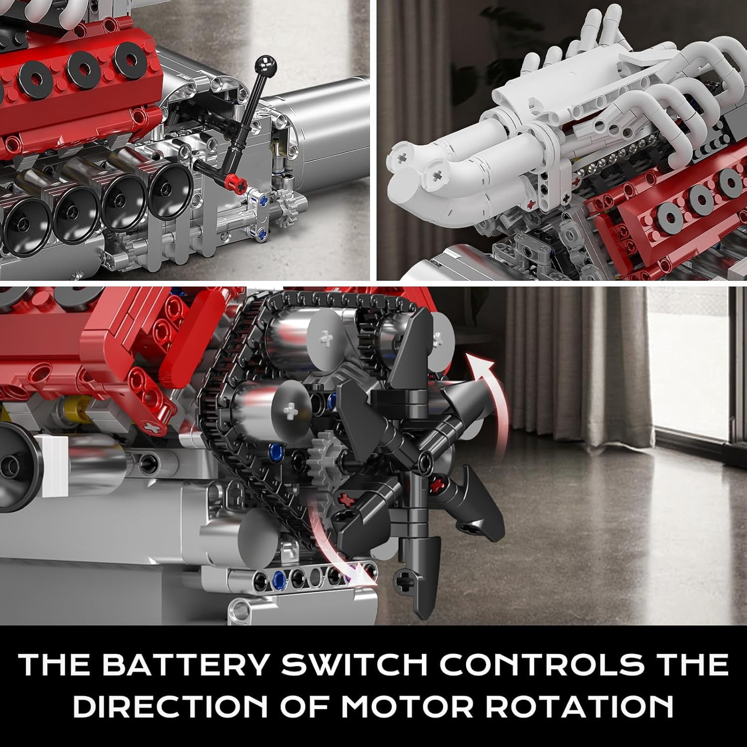 SEEMEY  10210 V12 Engine Model Kit that Works, Build Your Own Mini Car Engine Replica, Engeering STEM Toys for Adults, Home or Office Décor (1366 Pcs)