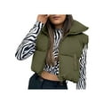 thumbnail image 2 of FOCUSNORM Women's Winter Crop Vest Lightweight Sleeveless Warm Outerwear Puffer Vest Padded Gilet, 2 of 4
