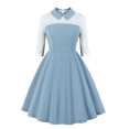 thumbnail image 1 of Vestido de fiesta de encaje sólido elegante vintage con cuello vuelto y media manga para mujer Fridja  NMB573, 1 of 8