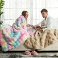 thumbnail image 2 of Cozy Bliss Faux Fur Throw Blanket for Couch, Fuzzy Soft Plush Thick Bubble Blanket for Sofa Bedroom Living Room,50 * 60 Inches Tie-dye Rainbow, 2 of 18