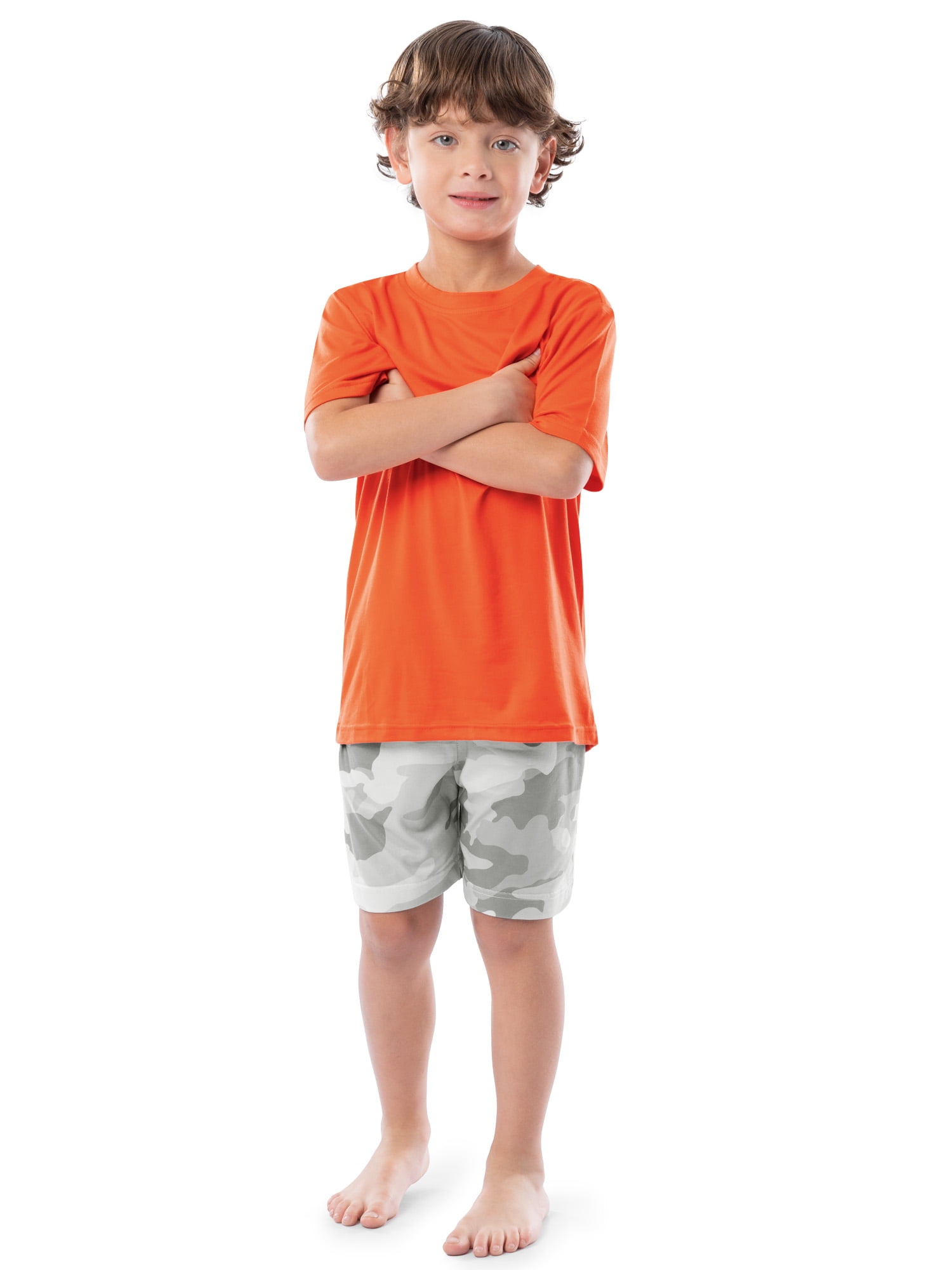 Fruit of the Loom Boy's Getaway Loose Fit Short Sleeve Top, Pajama Sleep pant & Short Set, 3-Piece, Sizes 4/5-14/16