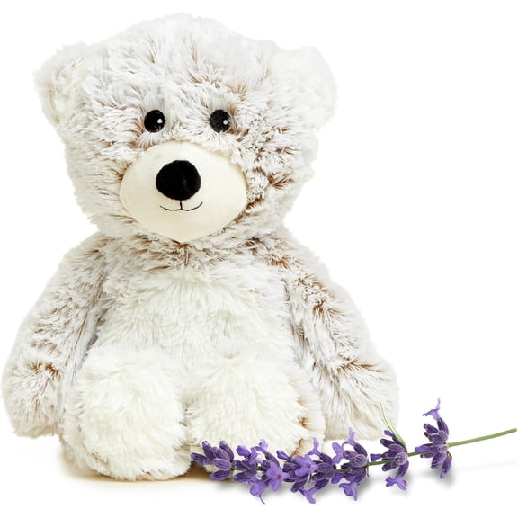 warmies 13” Marshmallow Brown Bear Stuffed Animal, Microwavable Heated Plushies and Weighted Soft Plush Toys
