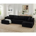 thumbnail image 4 of 132" Oversized Modular Sectional Sofa, Convertible U Shaped Couch with 28-inch Deep Seat and Double Chaises, 4-Seat Upholstered Cloud Couch for Living Room, Black, 4 of 8