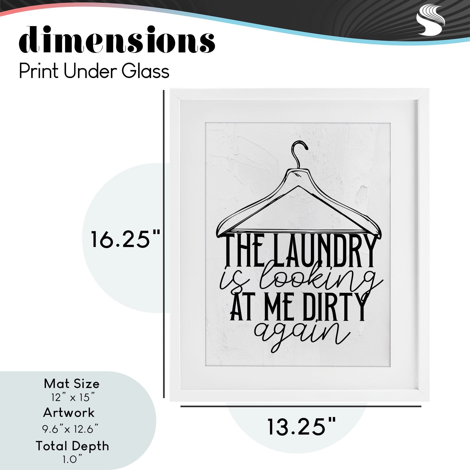 Laundry Is Looking At Me Dirty White Framed Print Under Glass, design by Kim Allen