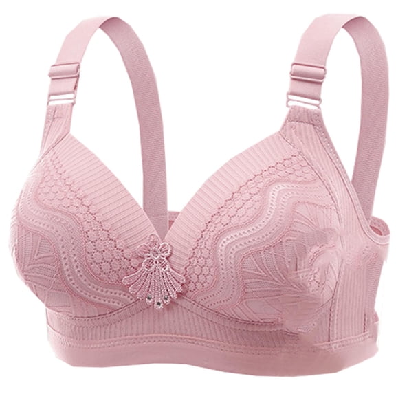 IFNWSV Plus Size Lace Wireless Bras for Women Solid Color Seamless No Underwire Full Coverage Daily Bra Purple 40BC
