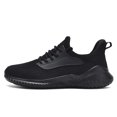 thumbnail image 3 of Men's All-Black Breathable Knit Running Shoes, Lightweight Lace-Up Athletic Sneakers, Non-Slip Casual Footwear for Gym, Walking, and Everyday Activities, 3 of 10