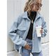 thumbnail image 5 of Chaqueta de Mezcla de Lana con Botones y Larga para Mujer, de Gran Tamaño Azul XL, 5 of 7