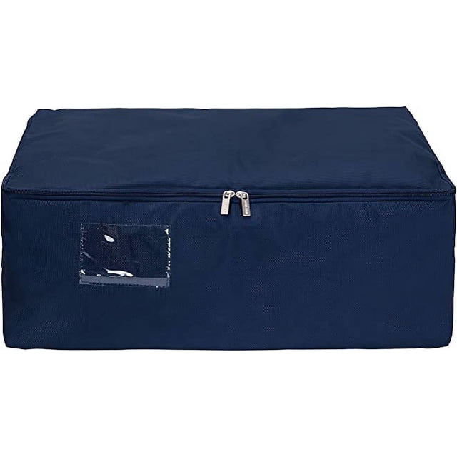 (Azul oscuro) Bolsa de almacenamiento grande para ropa debajo de la cama con cremallera, bolsa de transporte gruesa para ropa de tamaño ultra, a prueba de humedad
