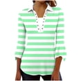 thumbnail image 3 of Jsaierl 3/4 Flounce Sleeve Womens Tops Casual Crew Neck Shirts Trendy Striped Petite Blouses Flowy Holiday Tunic Top S-2XL, 3 of 8
