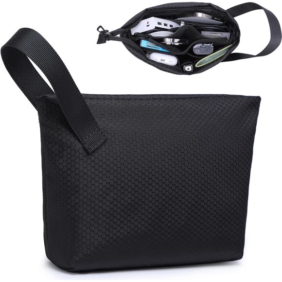 shiyou-Electronics Organizer Bag Tech Accessories Pouch Water-Resistant Storage Bag for Charger, Cables, Power Bank, Hard Drive, SD Card, Stylus Pens, Gadgets, Portable Carrying Accessory Case, Black