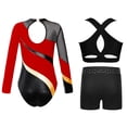 thumbnail image 2 of TiaoBug Kids Girls Long Sleeve Gymnastics Leotard Vest with Athletic Shorts Ballet Unitard Dancewear Red 14, 2 of 5