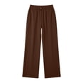 thumbnail image 6 of Chiccall Women's Solid Wide Leg Sweatpants Elastic Tiered Drawstring Waist Casual Long Jogger Trousers, 6 of 7