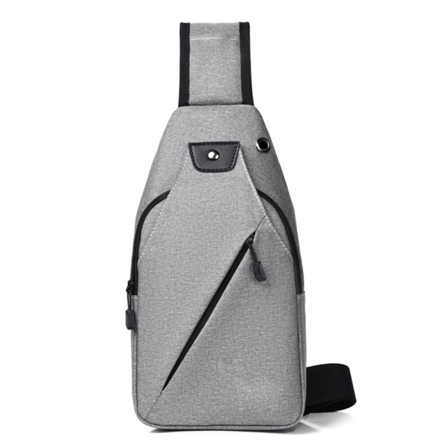 Hukapapa Bolso de pecho informal bolso cruzado de tendencia callejera bolso de hombro de tela Oxford para hombre gris