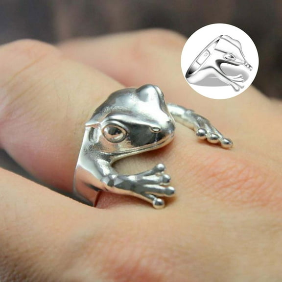 Weloille Retro Design Three-dimensional Frog Ring for Women Jewelry Gift