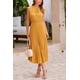 thumbnail image 4 of Vestido PRETTYGARDEN Midi de Verano con Escote en V y Lunares Suizos Color Cúrcuma Talla M, 4 of 8
