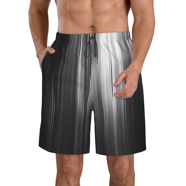 Fotbe Monochrome Abstract Lines Trajes de Baño Estampados para Hombre, Shorts de Verano de Secado Rápido, Ropa de Playa, Bañadores-Small