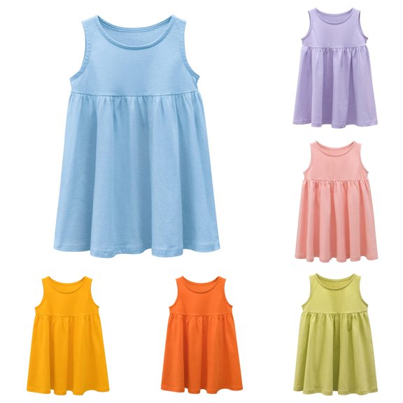 Toddler Kids Baby Girls Sleeveless Casual A Line Skater Dress for School Party Dresses Flannel Girls