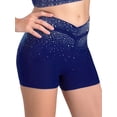 thumbnail image 3 of Zaldita Kids Girls Shiny Rhinestones Gymnastics Dance Shorts Vfront Stretch Figure Skating Training Bottoms Navy Blue 8, 3 of 5