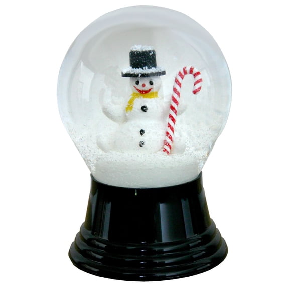 Alexander Taron 5" Perzy Medium Snowman with Candy Cane Christmas Snow Globe
