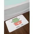 thumbnail image 2 of Hug Bath Mat, Doodle of Funny Cactus Shape as Cat with Heart Ornate Pot and Hug Me, Plush Bathroom Decor Mat with Non Slip Backing, 29.5" X 17.5", Coral Pistachio Green, by Ambesonne, 2 of 2