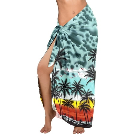 HAPPY BAY Women s Swimwear Beachwear Sarong Coverups Beach Cover up Wrap Summer Pareo Vacation Long Bikini Wraps Skirt Vacation One Size Slate  Beach
