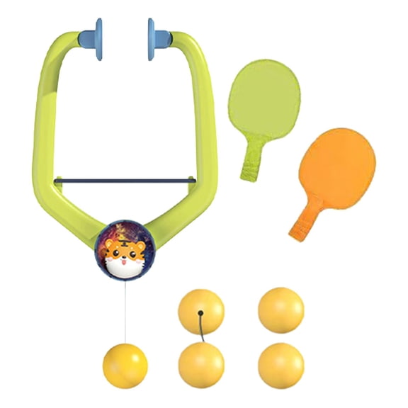 Yunhgft Hanging Table Tennis Set Exerciser for Door Frame Pingpong Paddles and Balls Set Solid Rackets 4Balls