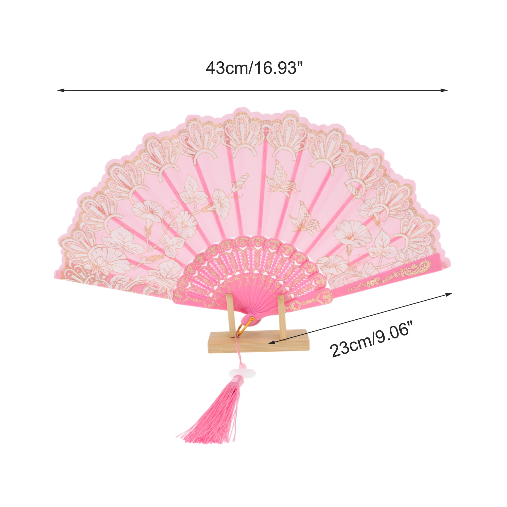 Unique Bargains Tassel Folding Fan 1 Pc for Weddings Parties Pink