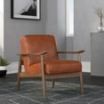 thumbnail image 2 of Austin Caramel Leather Gel Wooden Base Accent Chair, 2 of 9