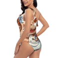 thumbnail image 6 of Daiia Dinosaur Baking Delight Women's One Piece Swimsuits Personalized One Shoulder Swimwear Asymmetric Ruffle Bathing Suits-Large, 6 of 8