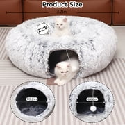 LJSXFI Plush Cat Tunnel with Cat Bed for Indoor Cats, Multifunctional Cat Donut Tunnel for Small Medium Large Cats Kitten Rabbit Puppies