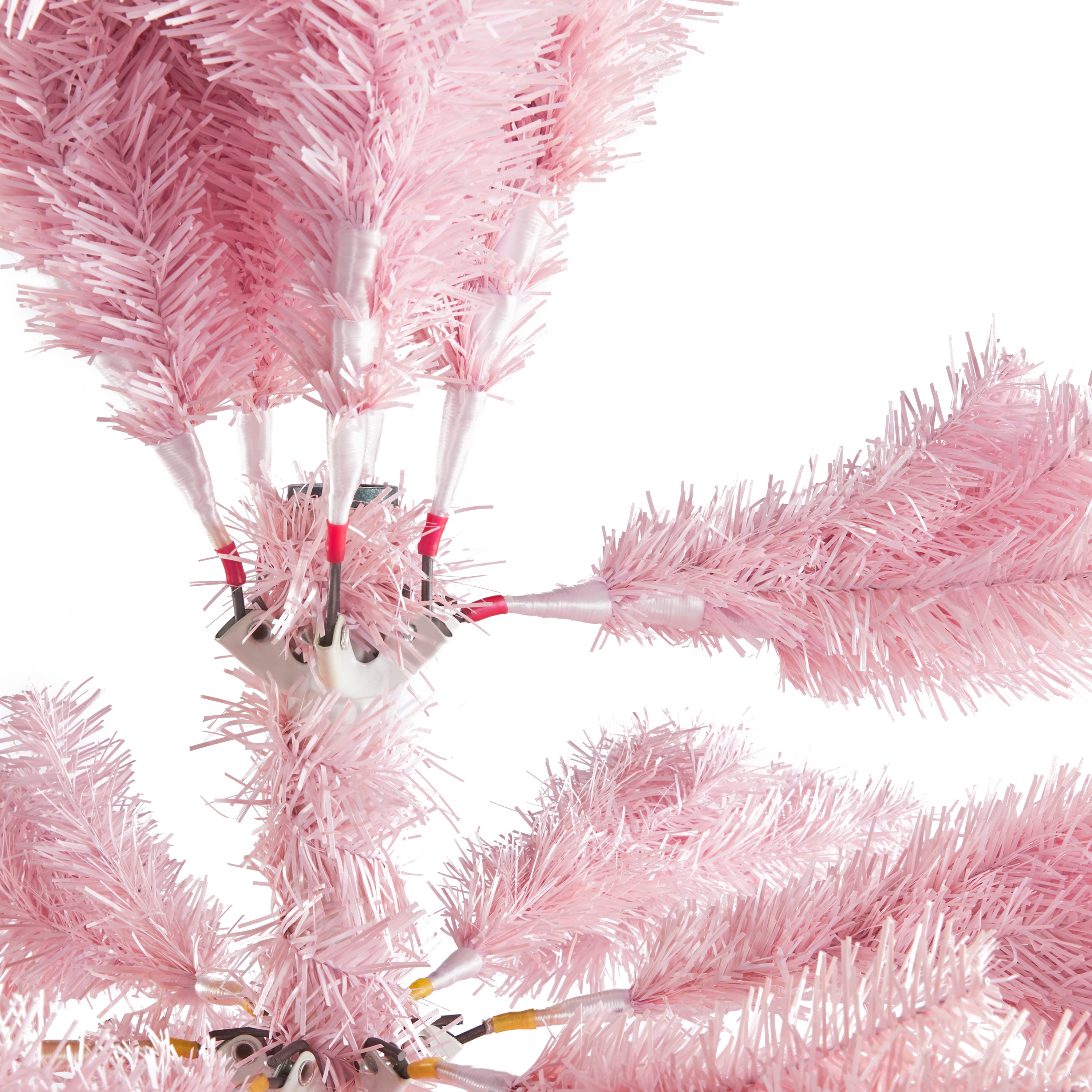 Alden Design 7.5FT Pink Artificial Christmas Tree with Hinged Branches and Foldable Stand Lifelike Holiday Tree