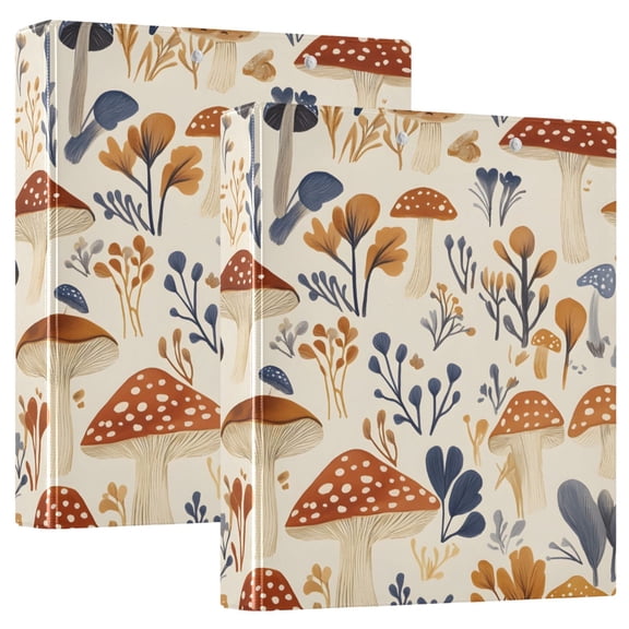ALAZA Mushrooms Pattern Hardcover 3 Ring Binder 1.5" Round Rings Interior Pockets Binders Organizer 2 Pack