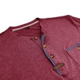thumbnail image 5 of DDAPJ pyju Henley Shirt for Men Short Sleeve 3 Button T-shirts Collarless Golf Shirt Business Casual Summer Tops Basic Solid Pocket Tee Lightning Deals of The Day Wine L, 5 of 6