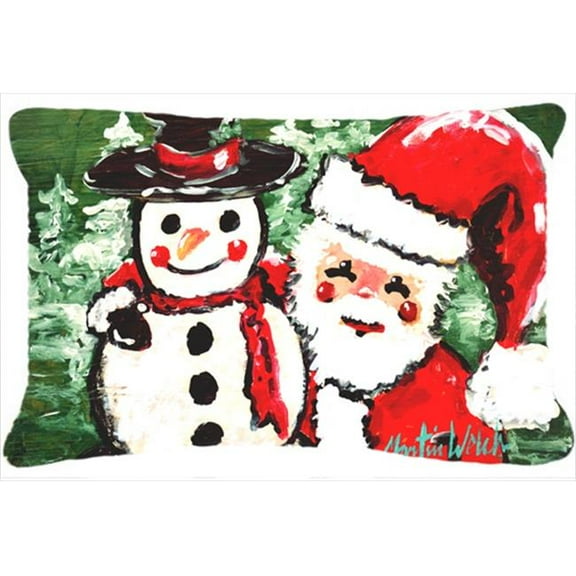 Friends Snowman And Santa Claus Indoor & Outdoor Fabric Decorative Pillow