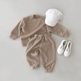 thumbnail image 2 of TOWED22 Infant Baby Girl Fall Winter Clothing Outfits Long Sleeve Graphic Tee and High Waist Pants Cute Print Clothes 2 Piece Set(Khaki,18-24 M), 2 of 4