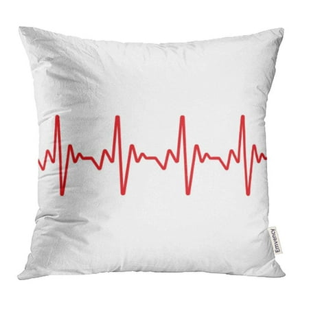 ARHOME Red Heart Heartbeat Line Beat ECG Pulse Frequency Rate Electrocardiogram EKG Pillowcase Cushion Cases 16x16