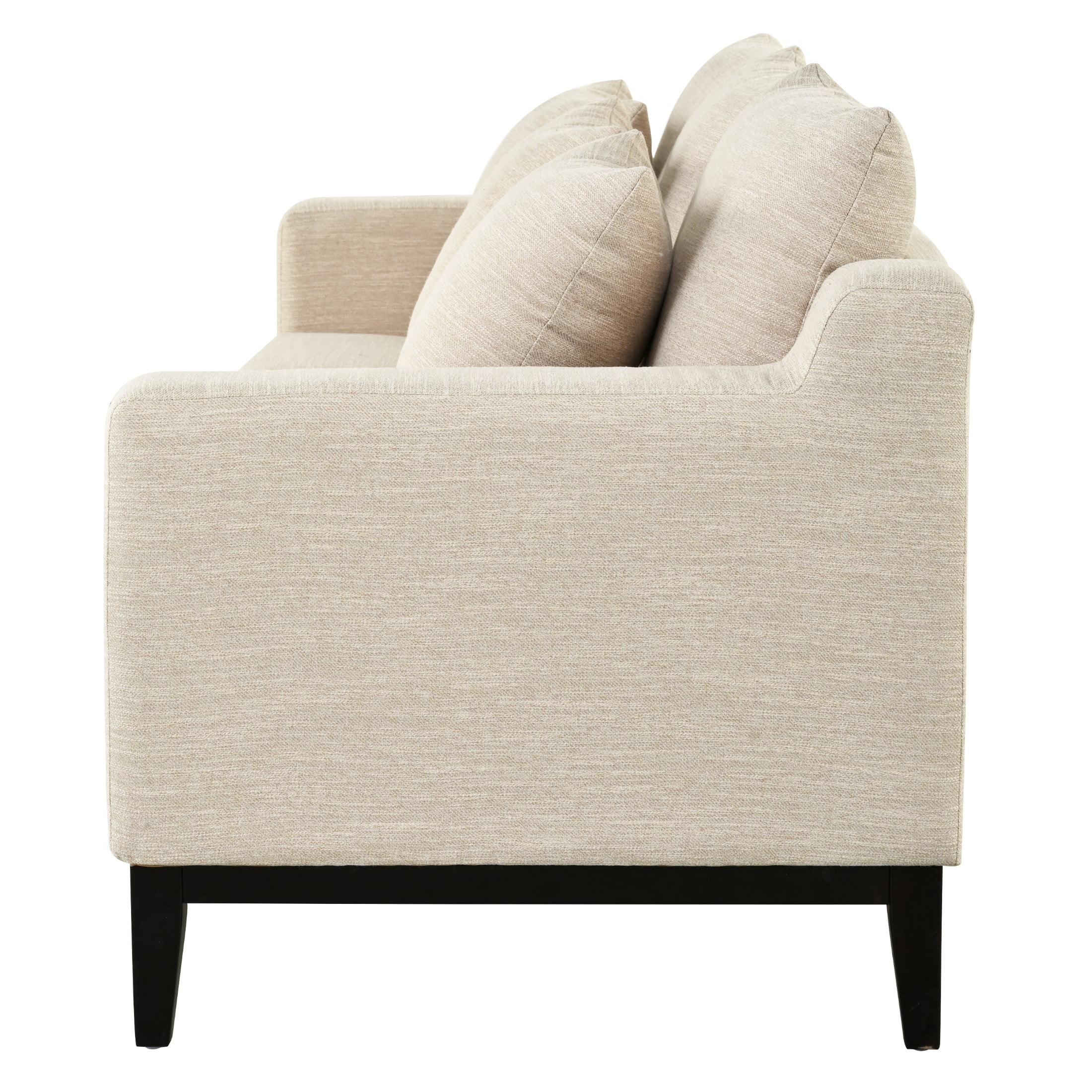Noble House Contemporary Fabric 3 Seater Sofa with Accent Pillows, Beige