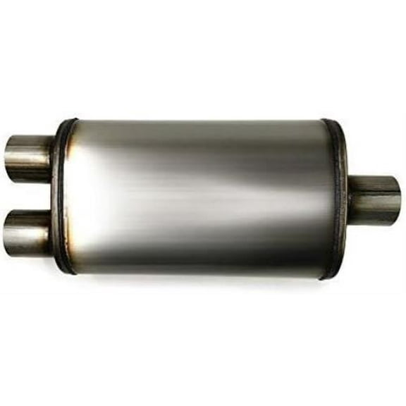 Colt Exhaust Stainless Steel Universal Center/Dual Performance Muffler with 2.25" ID Inlet & Dual 2.25" Outlets | Automotive Exhaust Upgrade