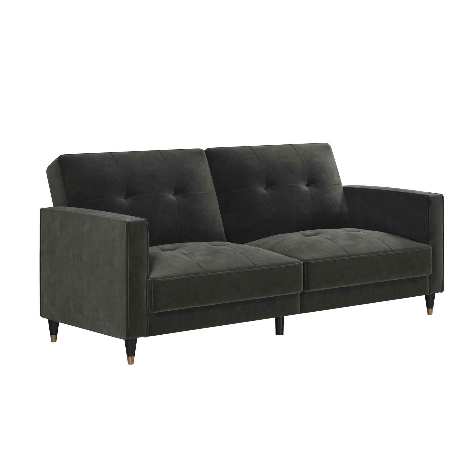 DHP Penelope Pin Tufted Futon, Dark Gray Velvet