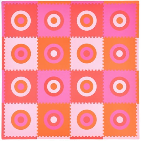 Tadpoles Playmat Set, 16pc, Circles Squared, Pink/Orange