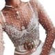 thumbnail image 2 of Camisetas casuales de malla de tul con lentejuelas y perlas para mujer, 2 of 5