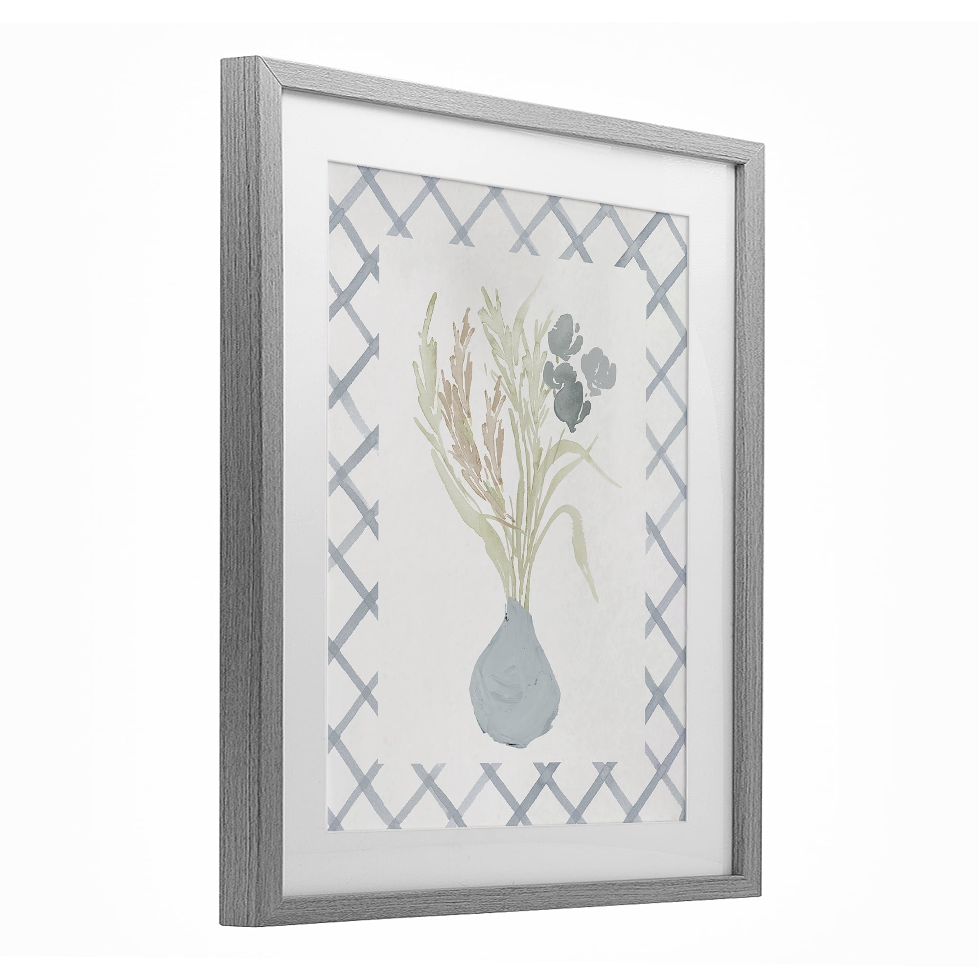 Stupell Industries Soft Blue Anna Bouquet Gray Framed Print Under Glass, design by Elizabeth Medley
