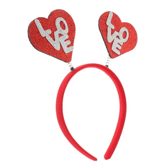 KONTONTY Valentines Day Heart Shaped Headband Red Felt and Glitter Material Comfortable and Durable Craftsmanship for Decor 0 5 inch wide