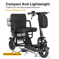 thumbnail image 6 of Foldable Mobility Scooter, 3 Wheel Scooter for Adults, Lightweight  & High-Power,Fits in Car Trunk, 300lbs Capacity, 20 mile Range, Black, 6 of 10