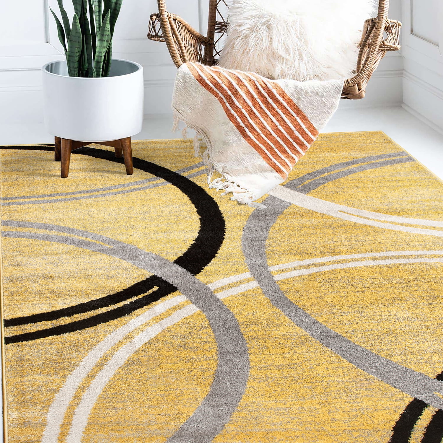 World Rug Gallery Contemporary Abstract Circles Design 6'6
