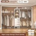 thumbnail image 3 of iSunirm 120'' Closet System, 10 Foot Heavy Duty Closet Organizer System with 3 Drawers & 3 Shelf Towers, Walk-In Clothing Hanging Rack for Bedroom, 120" L x 16" W x 75" H, Load 1300 LBS, White, 3 of 9