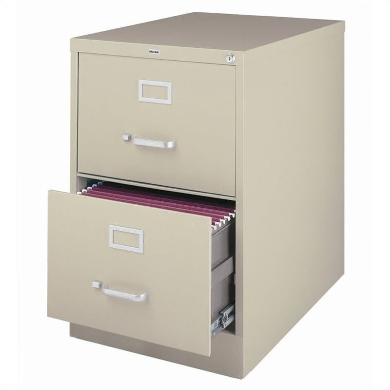 Hirsh 25 in Deep 2 Drawer Legal Width Vertical File Cabinet Putty