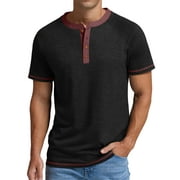 GENTS BLISS Henley Men Shirts Short Sleeve T shirts for Men Crew Neck Color Block Men Shirts